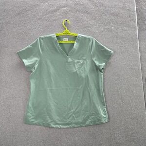 Mandala Women Scrub Top XL Green Activewear Equa-Tek V-Neck Short Sleeve